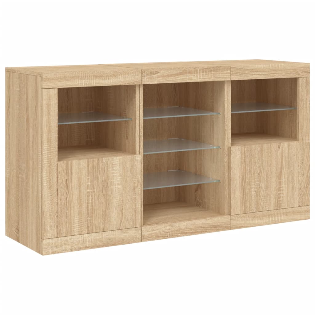 Sideboard with LED Lights Sonoma Oak 123x37x67 cm